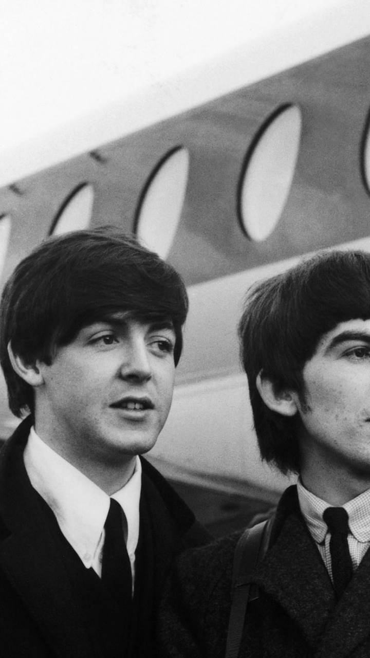Обои Джон Леннон, The Beatles, Джордж Харрисон, пол Маккартни, монохромный в разрешении 720x1280