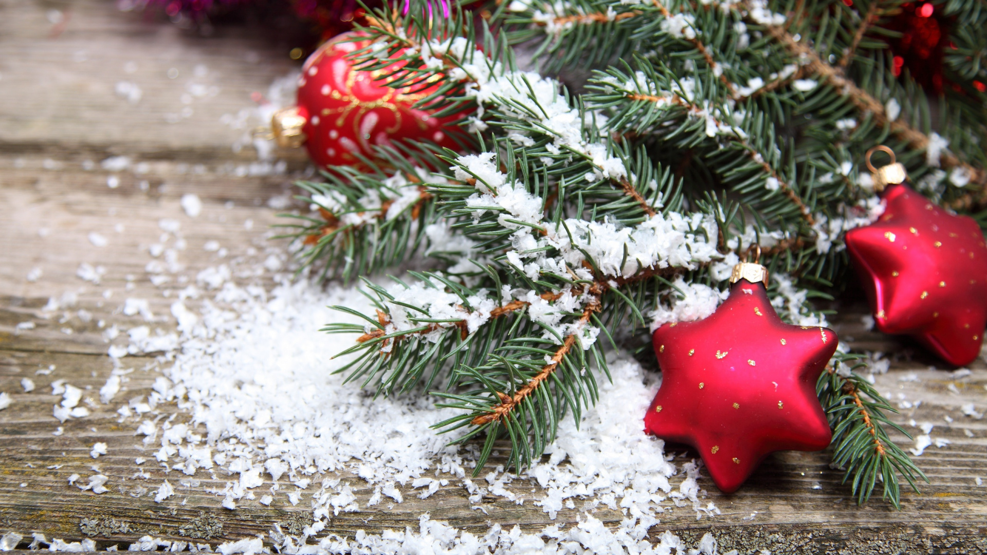 Обои Рождественский день, Новый год, Рождественские украшения, ветвь, рождественский орнамент в разрешении 1920x1080