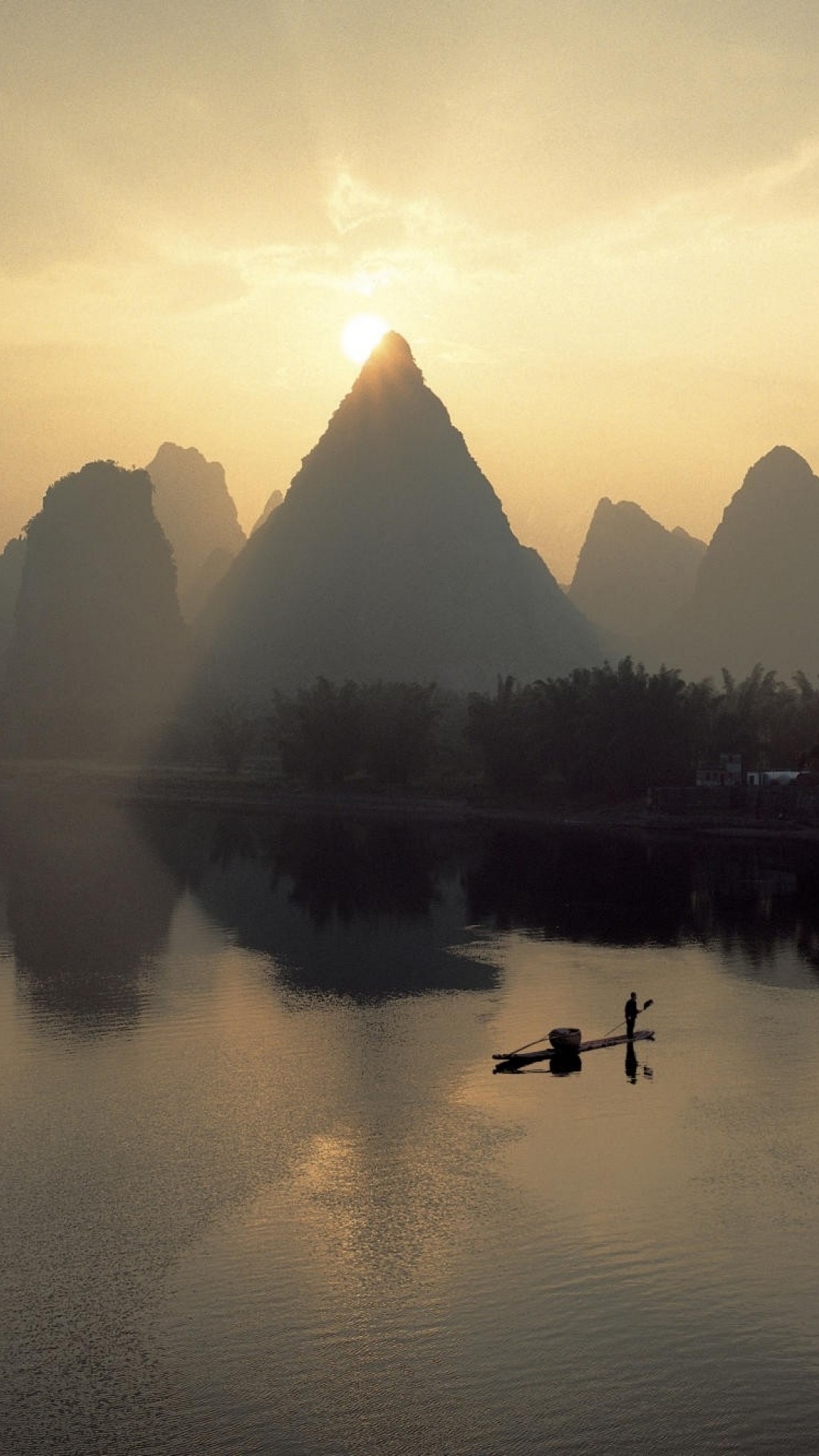 Обои пейзаж, природа, отражение, утро, реки в разрешении 1080x1920