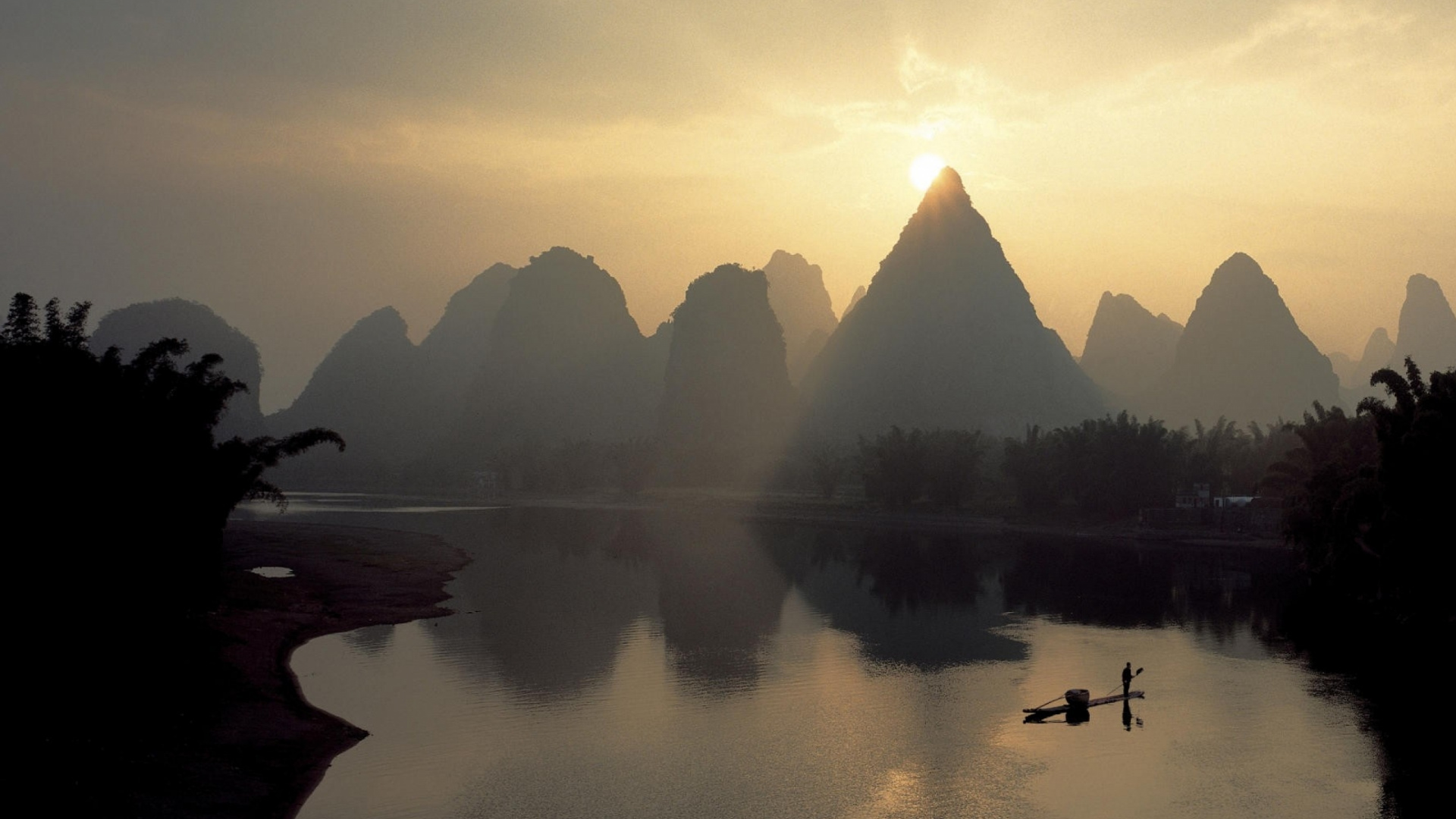 Обои пейзаж, природа, отражение, утро, реки в разрешении 1920x1080