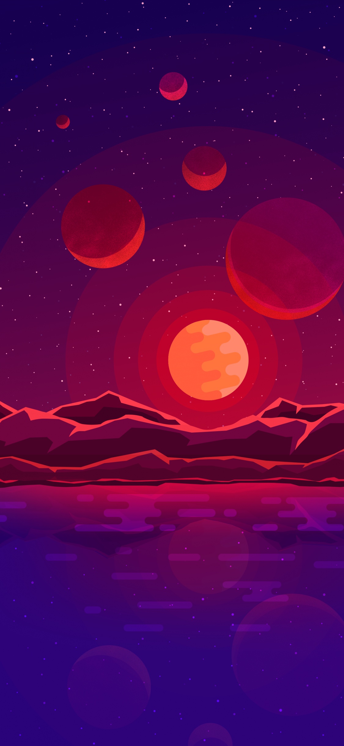 Обои градиентное пространство, атмосфера, жидкий, пурпур, мир в разрешении 1125x2436