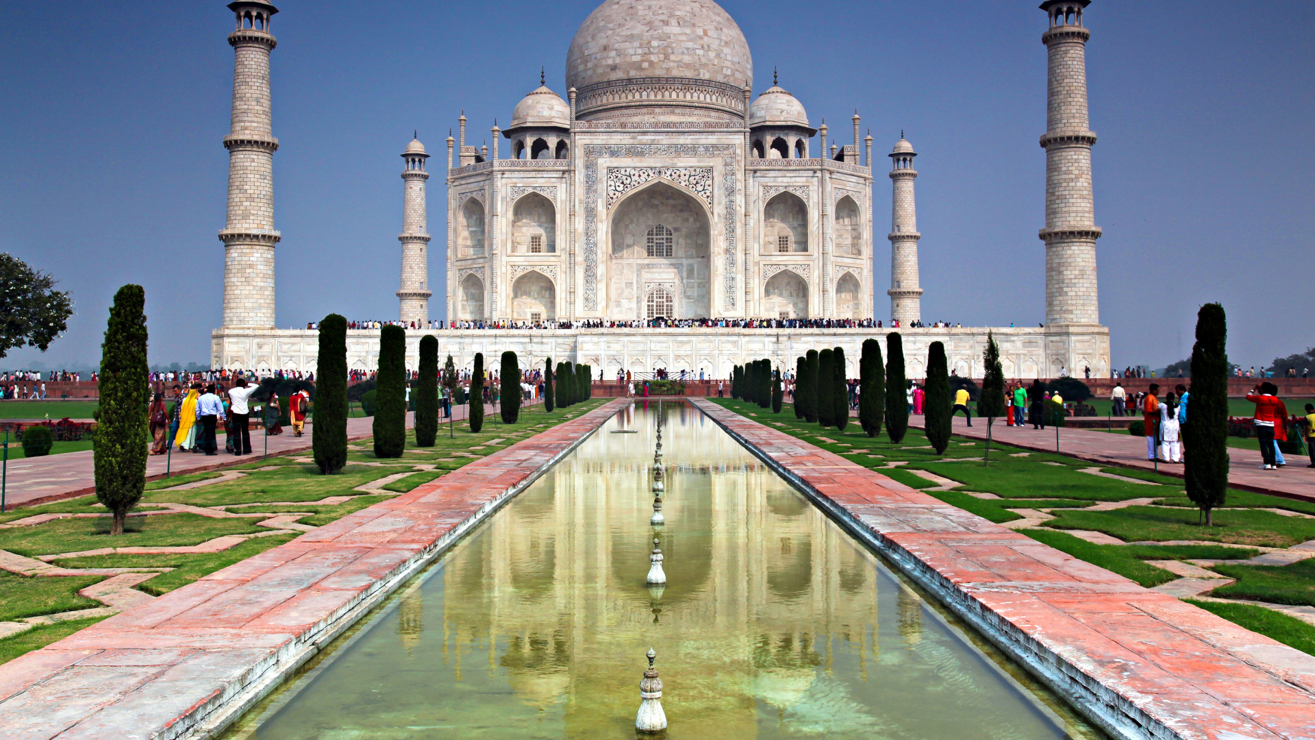 Обои Тадж-Махал, ориентир, Чудеса мира, историческое место, памятник в разрешении 1920x1080