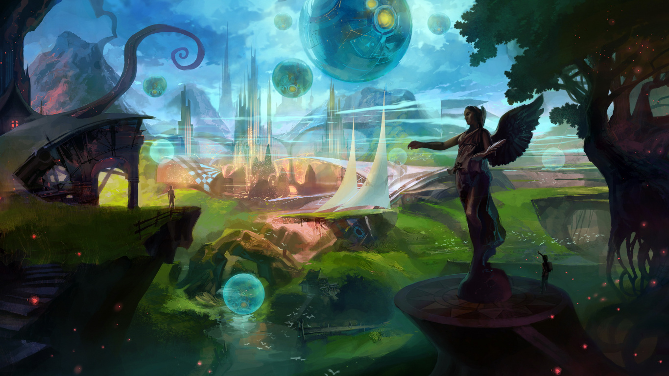 Обои научная фантазия, Научная фантастика, фэнтези, фантастическое искусство, арт в разрешении 1366x768
