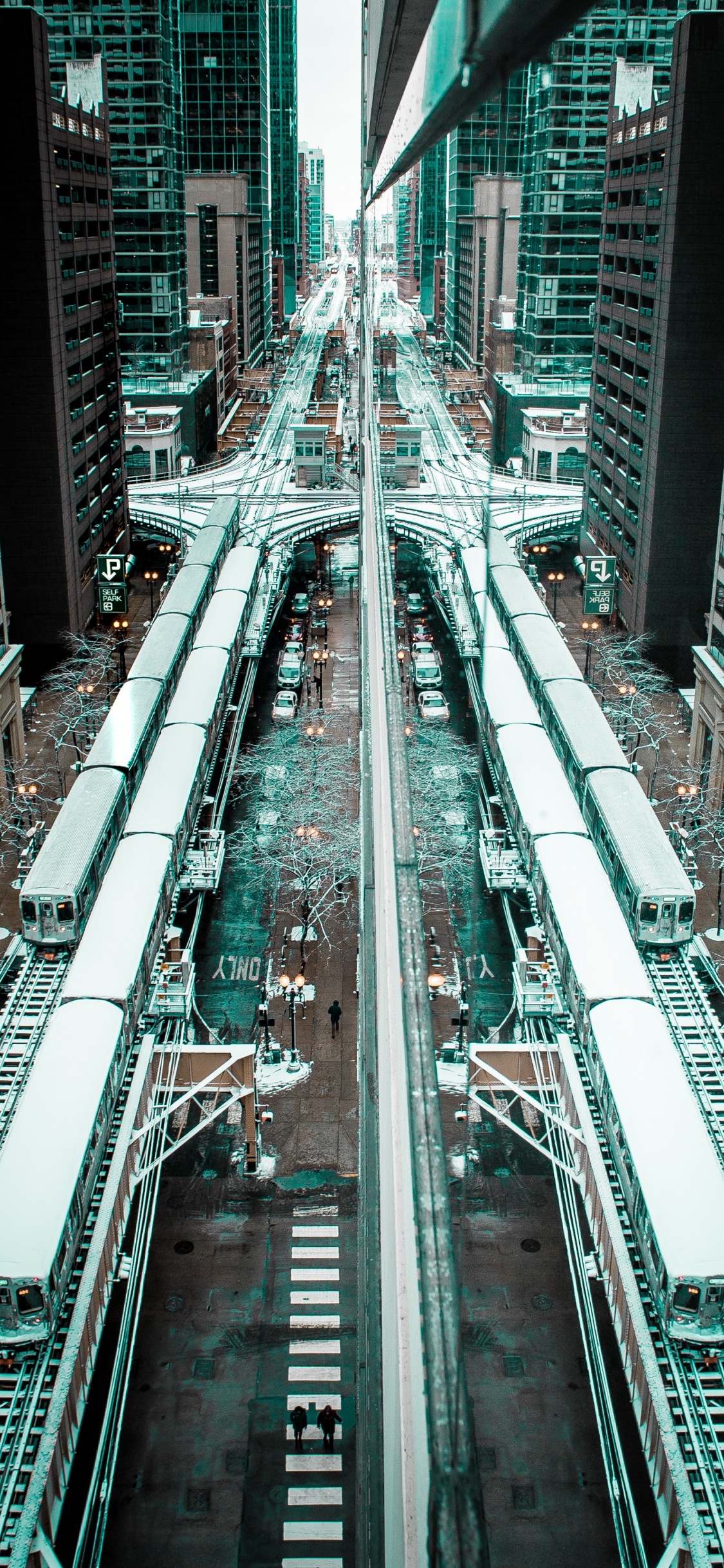 Обои метрополия, городской район, небоскреб, город, населенный пункт в разрешении 1125x2436