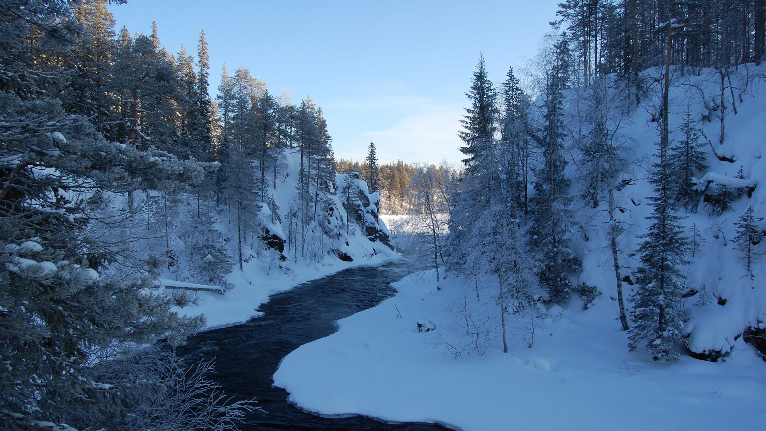 Обои снег, зима, природа, вода, замораживание в разрешении 2560x1440