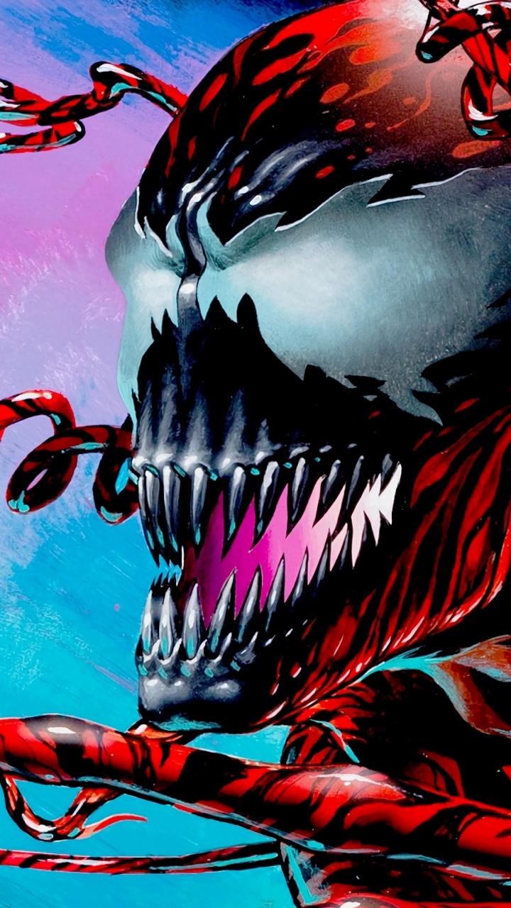 Обои веном, Карнаж, человек-паук, комиксы Марвел, Веном против Карнаж в разрешении 720x1280