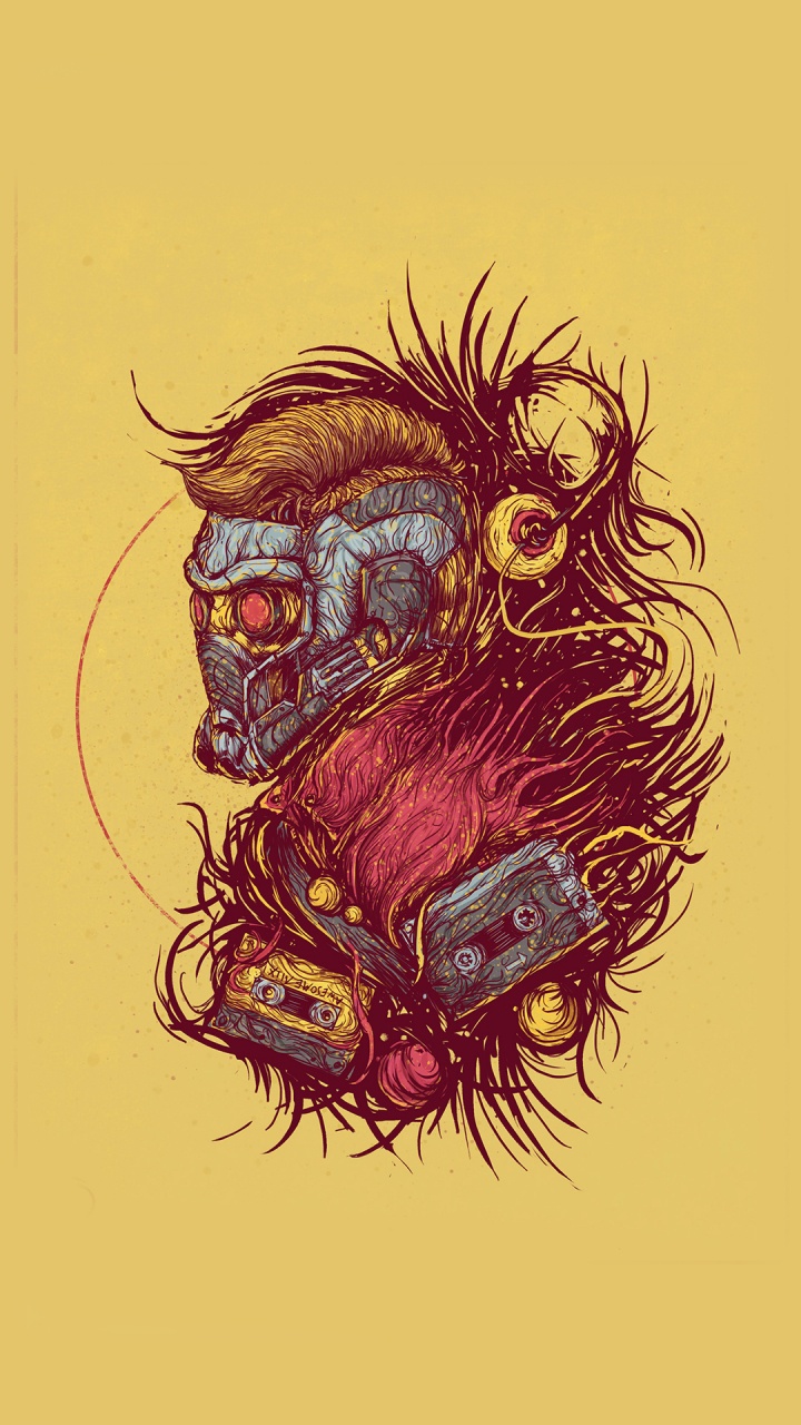 Обои Стар-Лорд, звездный лорд Питера Квилла, арт, Стражи Галактики, marvel в разрешении 720x1280