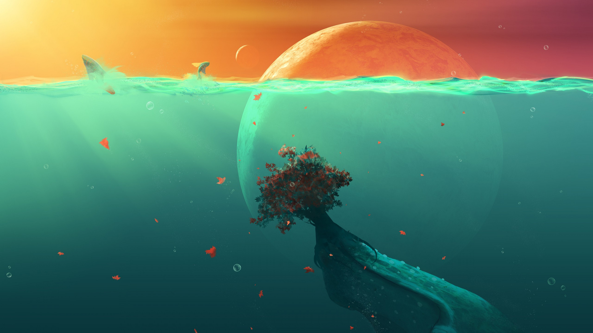 Обои зеленый, вода, синий, Аква, бирюза в разрешении 1920x1080