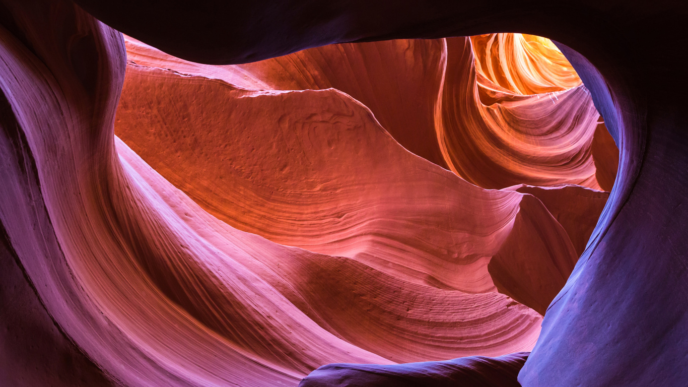 Обои каньон антилопы, каньон, Слот каньон, пурпур, лепесток в разрешении 1366x768