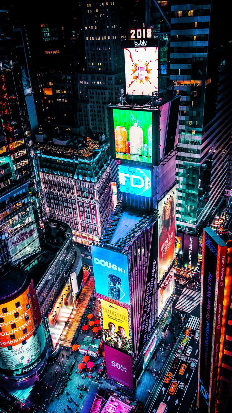 Обои Тайм-сквер обои, таймсквер, здание, небоскреб, городской пейзаж в разрешении 750x1334