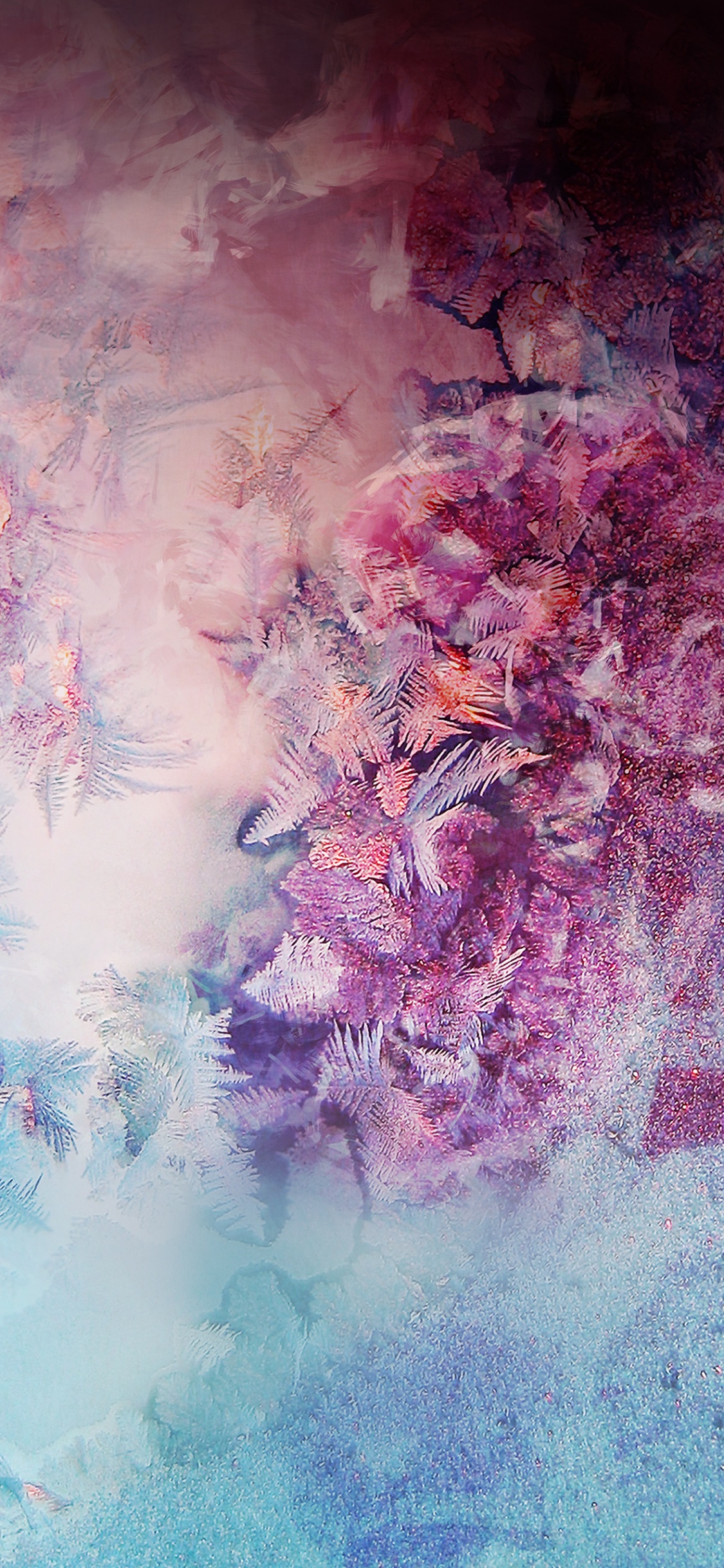 Обои Один пользовательский интерфейс, розовый, пурпур, синий, акварельные краски в разрешении 1125x2436