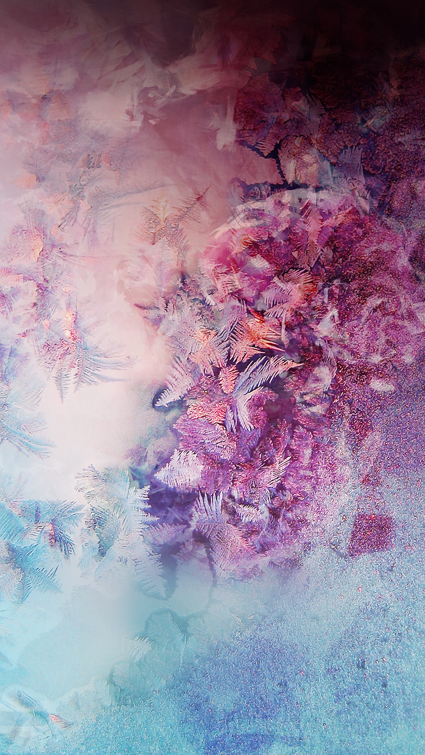 Обои Один пользовательский интерфейс, розовый, пурпур, синий, акварельные краски в разрешении 1440x2560