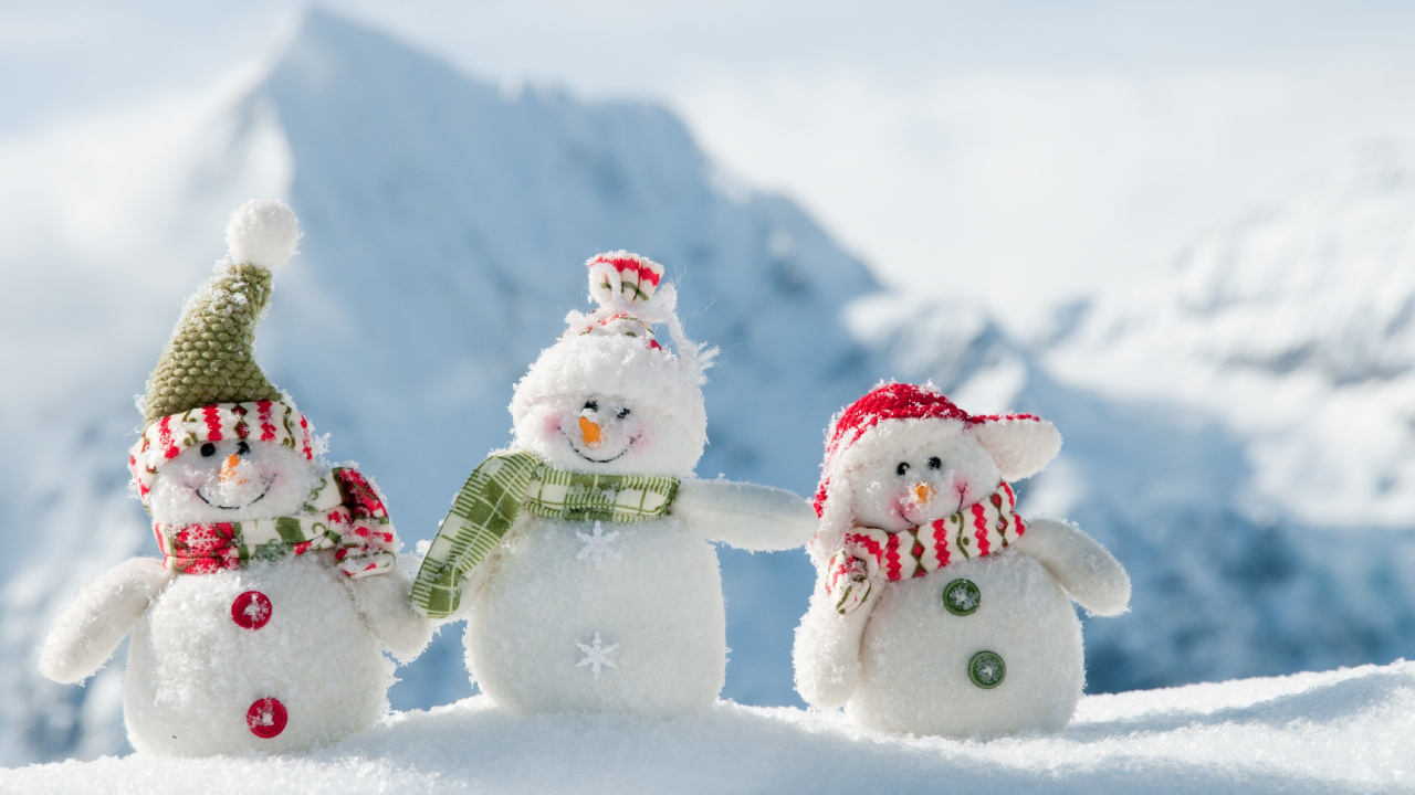 Обои Снеговик, Рождественский день, снег, зима, замораживание в разрешении 1280x720