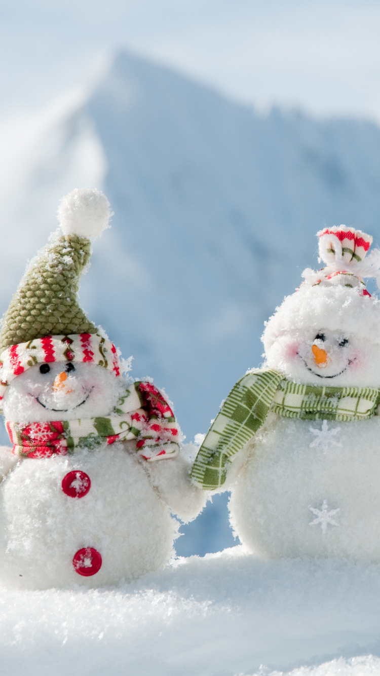 Обои Снеговик, Рождественский день, снег, зима, замораживание в разрешении 750x1334