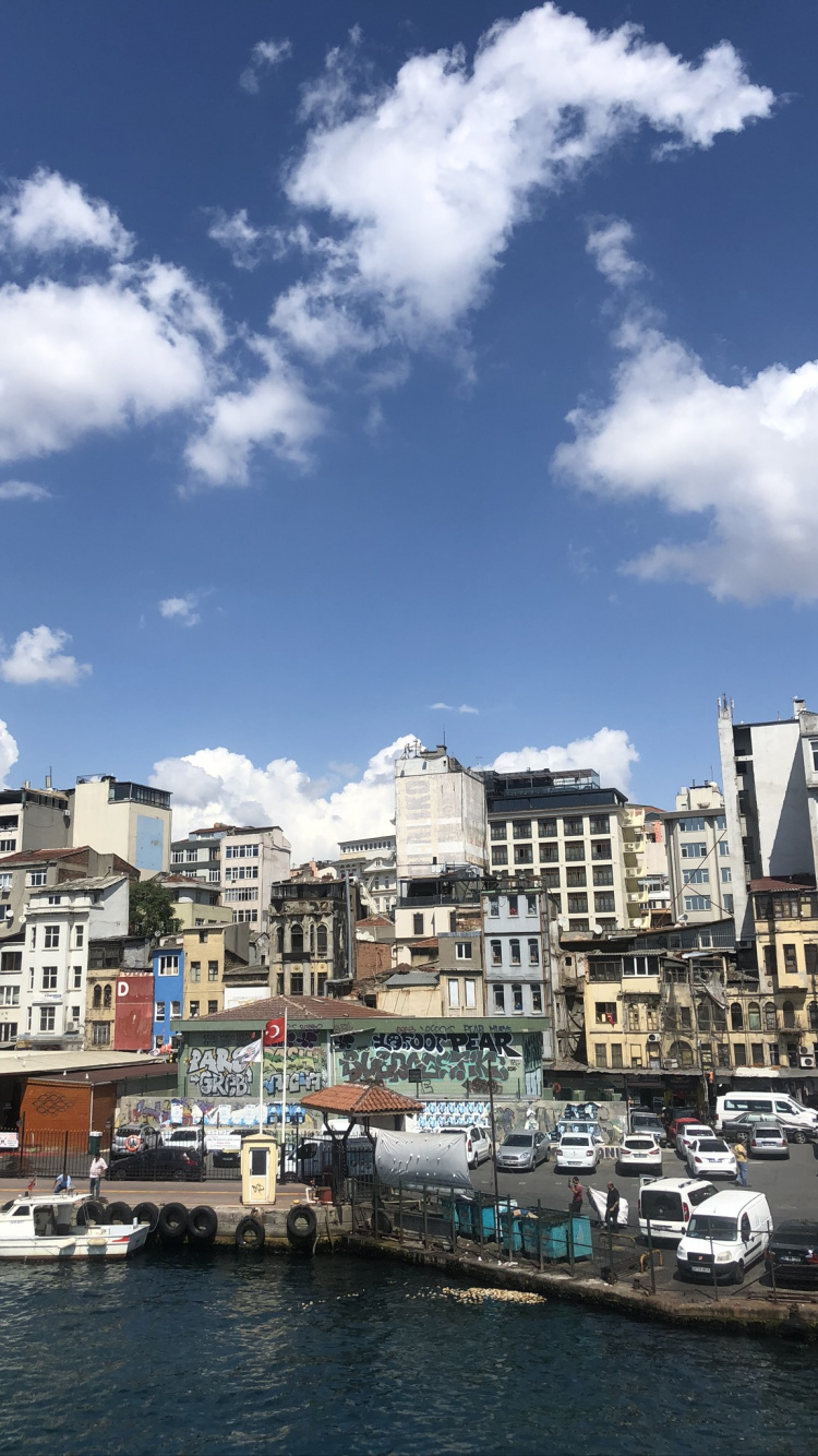 Обои облако, водный путь, вода, судно, соседство в разрешении 750x1334