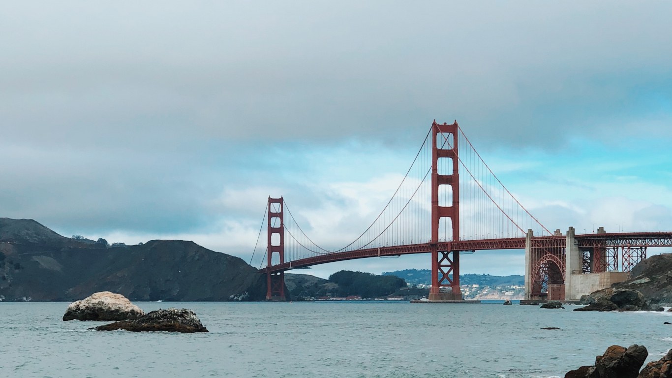 Обои мост Golden Gate, подвесной мост, море, мост, побережье в разрешении 1366x768