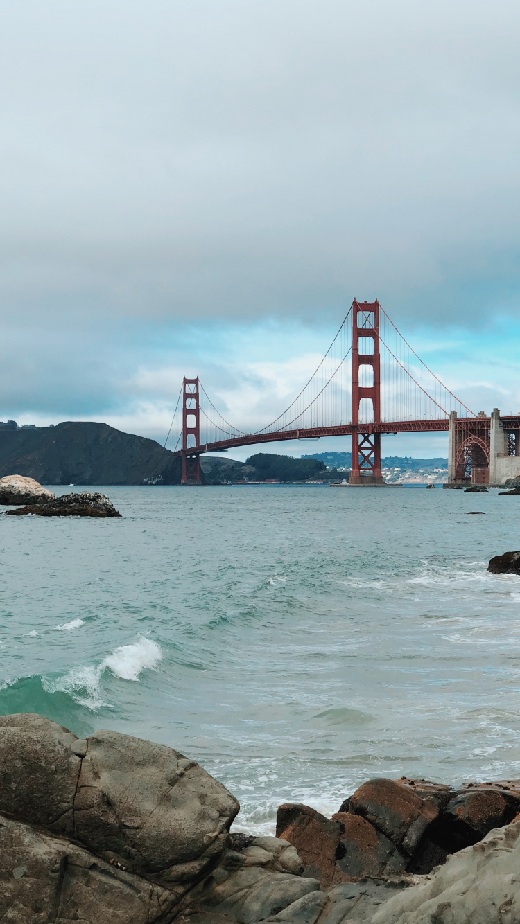 Обои мост Golden Gate, подвесной мост, море, мост, побережье в разрешении 750x1334