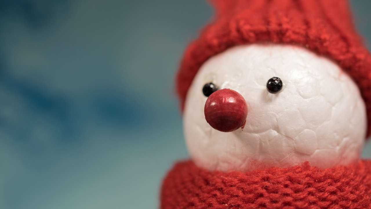 Обои праздник, здоровье, Снеговик, нос, красный цвет в разрешении 1280x720