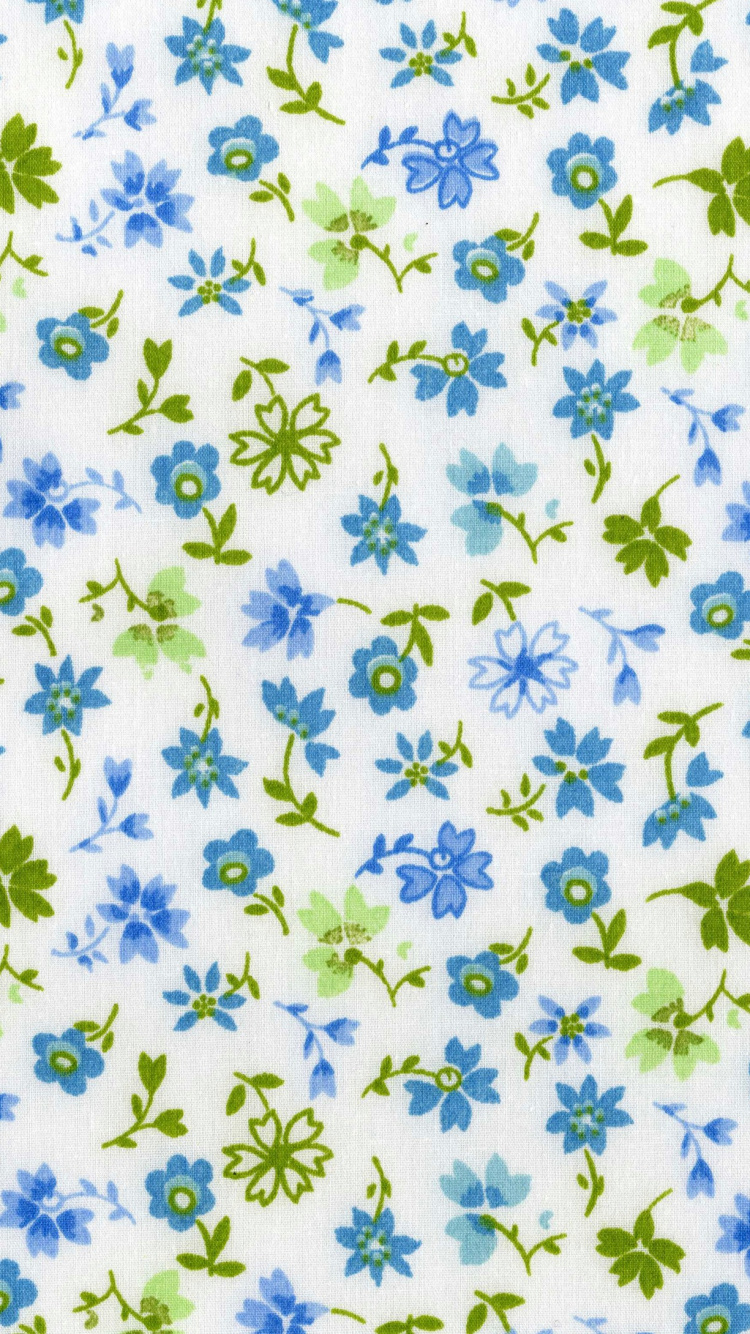 Обои ткань, узор, синий, дизайн, цветок в разрешении 750x1334