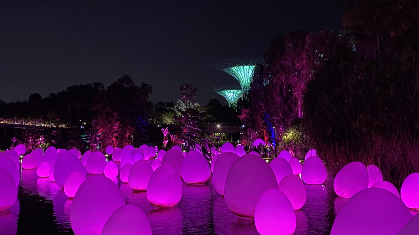 Обои Сингапур, свет, физика, наука, ночь в разрешении 1366x768