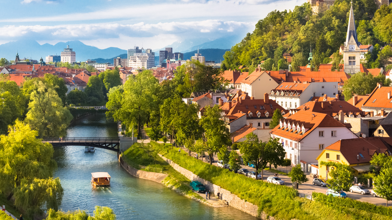 Обои путешествие, городок, реки, город, водный путь в разрешении 1366x768