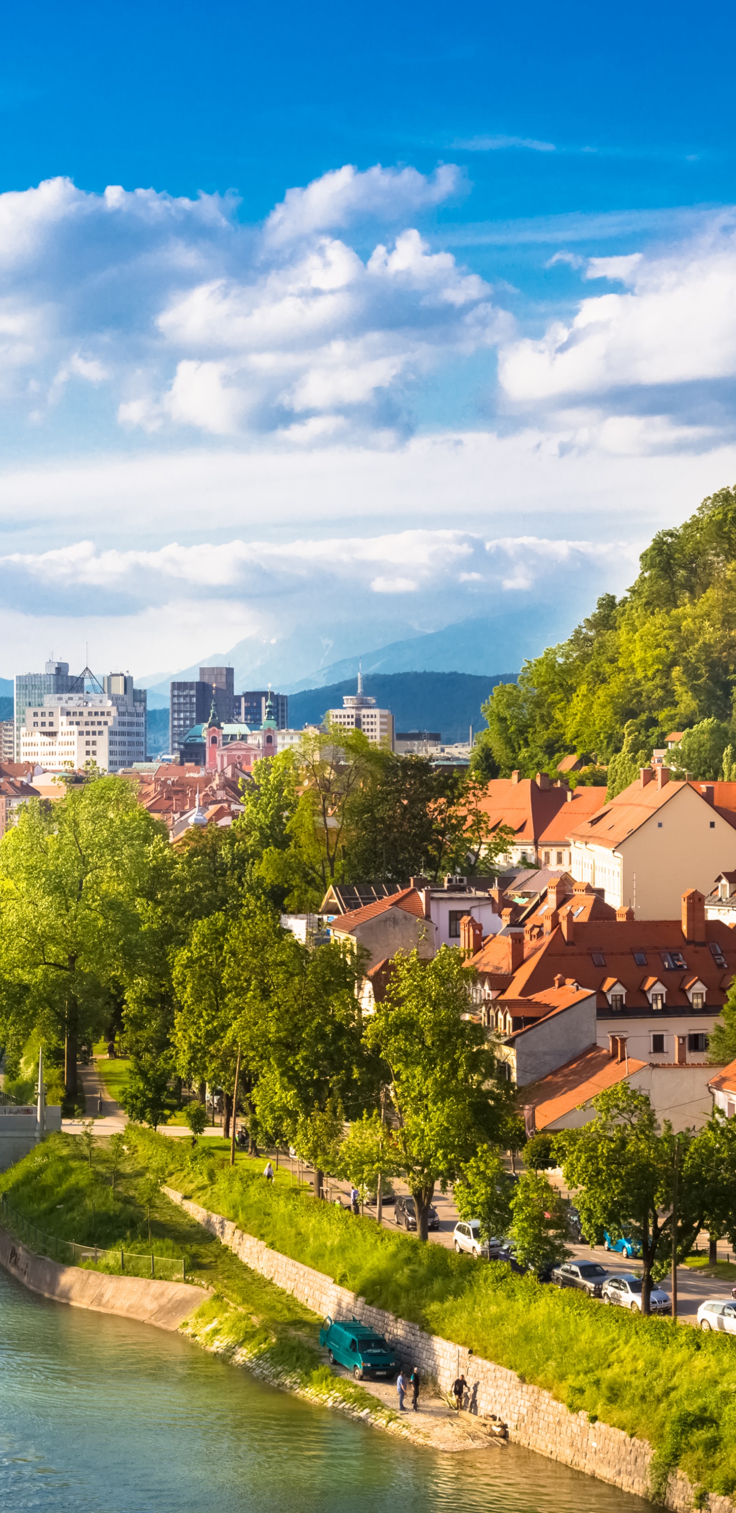 Обои путешествие, городок, реки, город, водный путь в разрешении 1440x2960