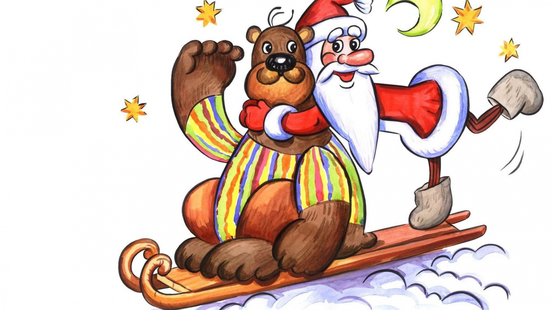 Обои Новый год, мультфильм, иллюстрация, позвоночное животное, Рождественские украшения в разрешении 1920x1080