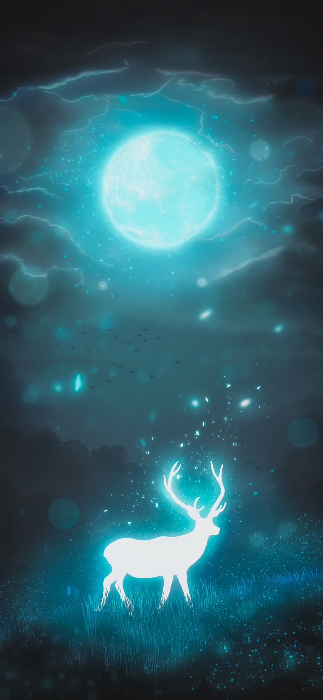 Обои иллюстрация, свет, Аква, бирюза, атмосфера в разрешении 1242x2688