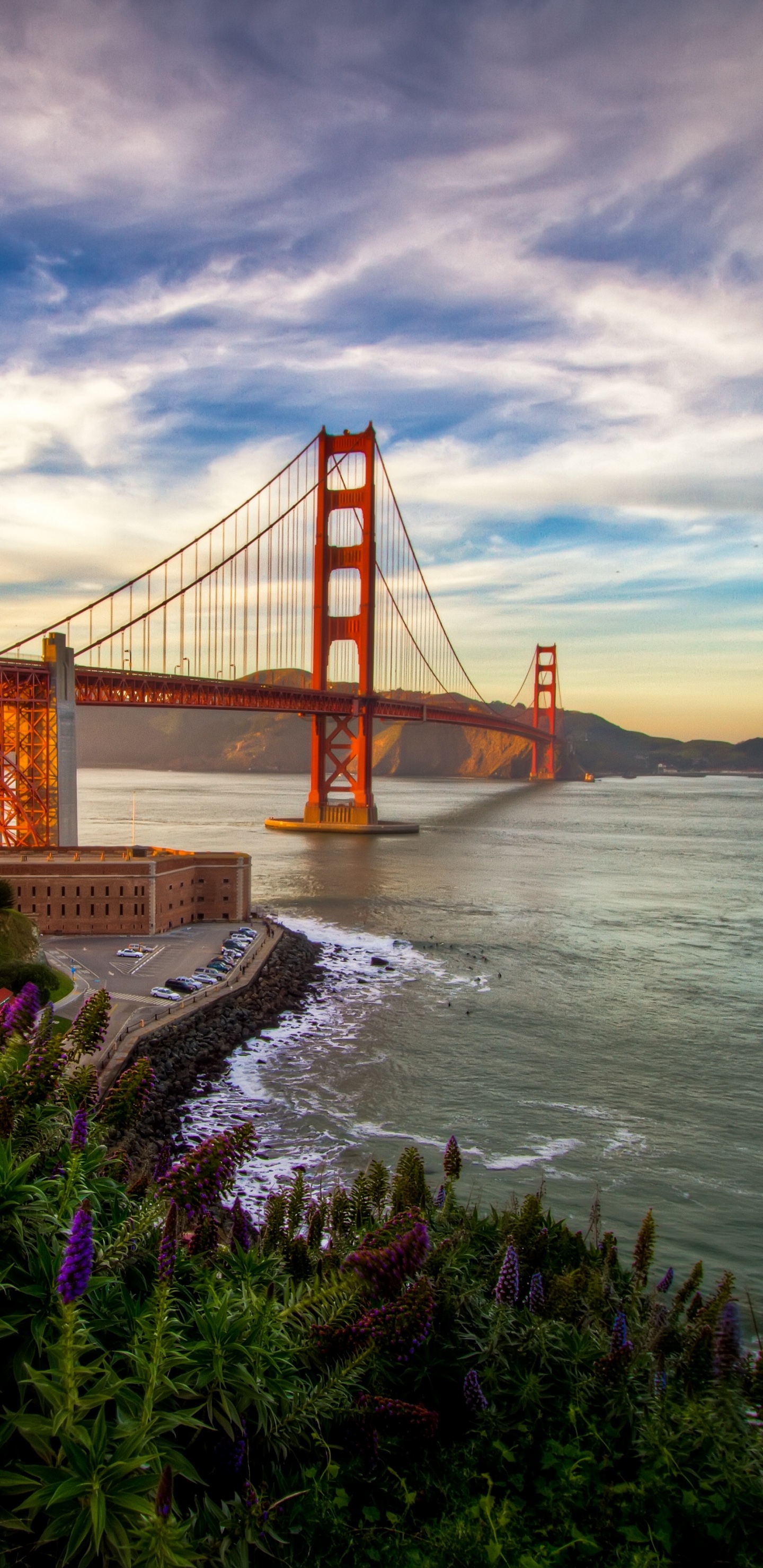 Обои мост Golden Gate, мост, подвесной мост, ориентир, море в разрешении 1440x2960