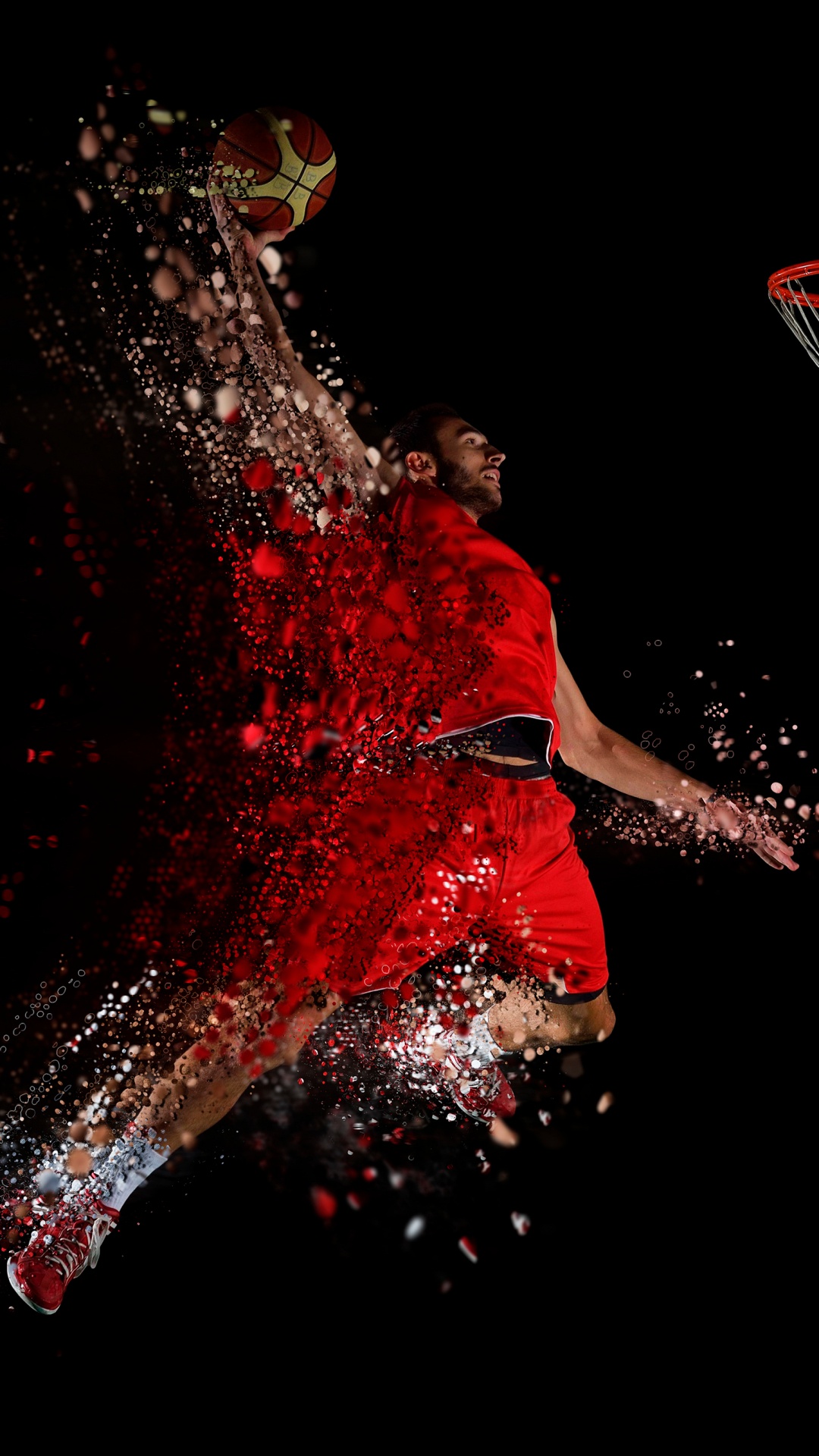 Обои Баскетбол, верняк, баскетболист, баскетбольные движения, красный цвет в разрешении 1080x1920