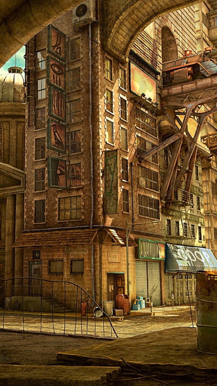 Обои арт, фэнтези, фантастическое искусство, здание, средневековая архитектура в разрешении 720x1280