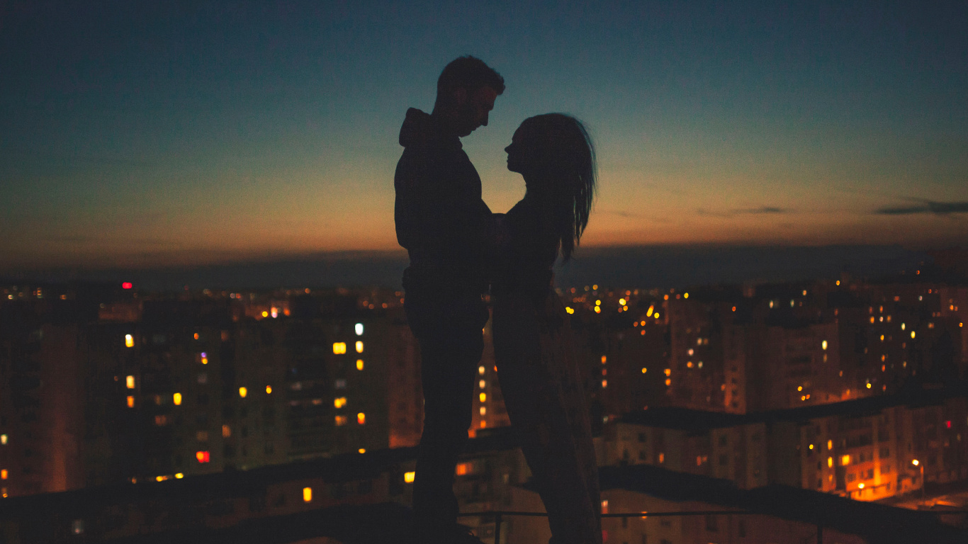 Обои ночь, вечер, любовь, город, Лирика в разрешении 1366x768