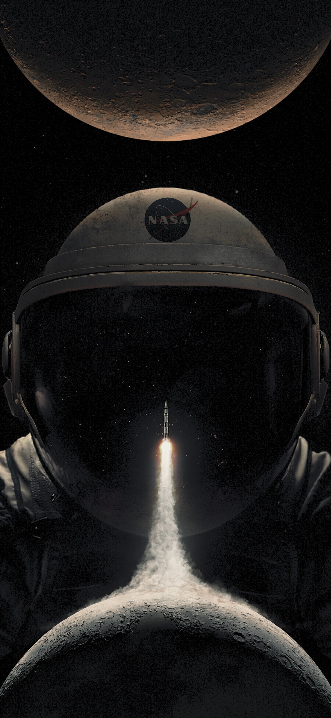 Обои программа Аполлон, Аполлон 11, НАСА, астронавт, луна в разрешении 1125x2436