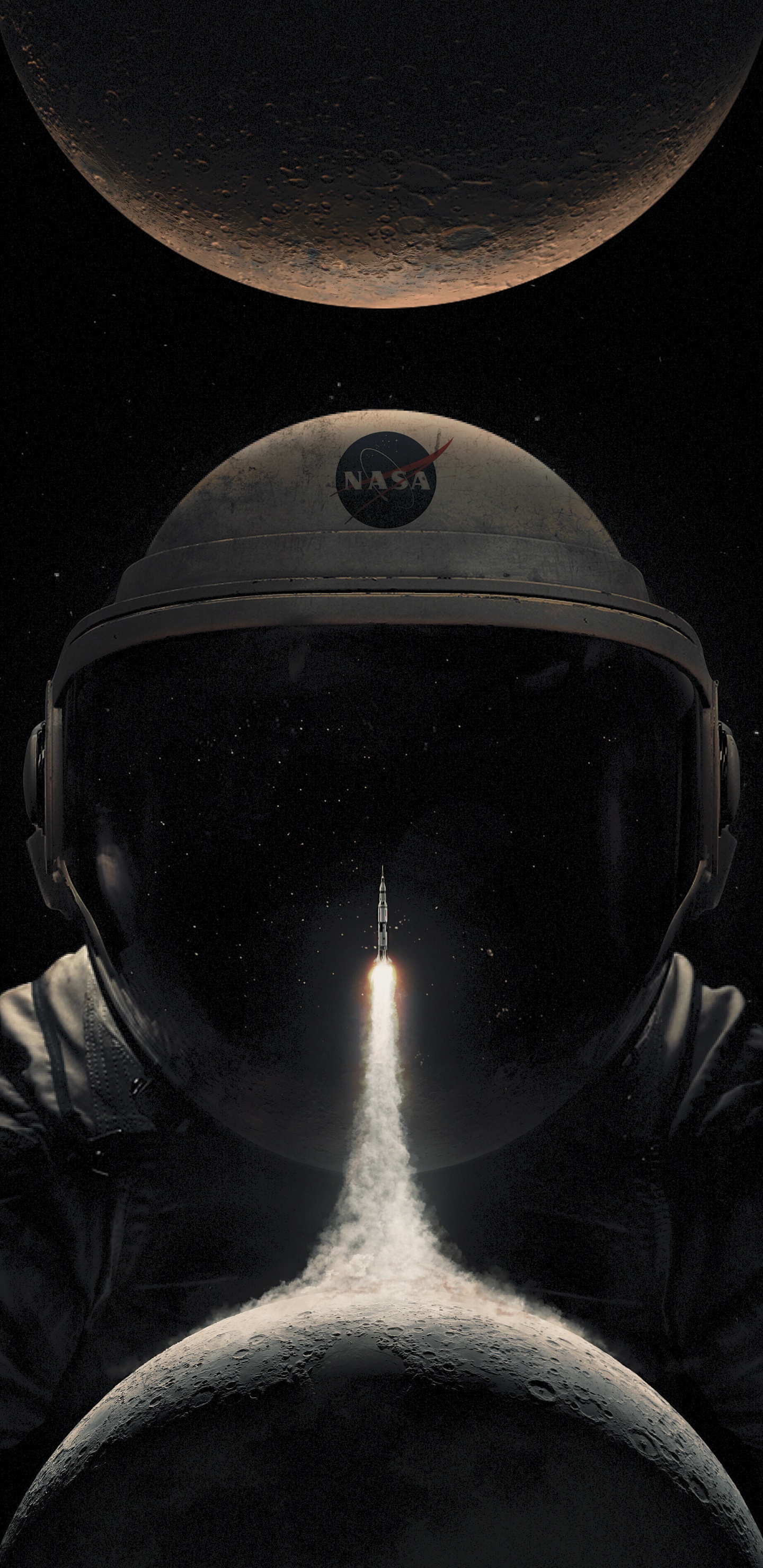 Обои программа Аполлон, Аполлон 11, НАСА, астронавт, луна в разрешении 1440x2960