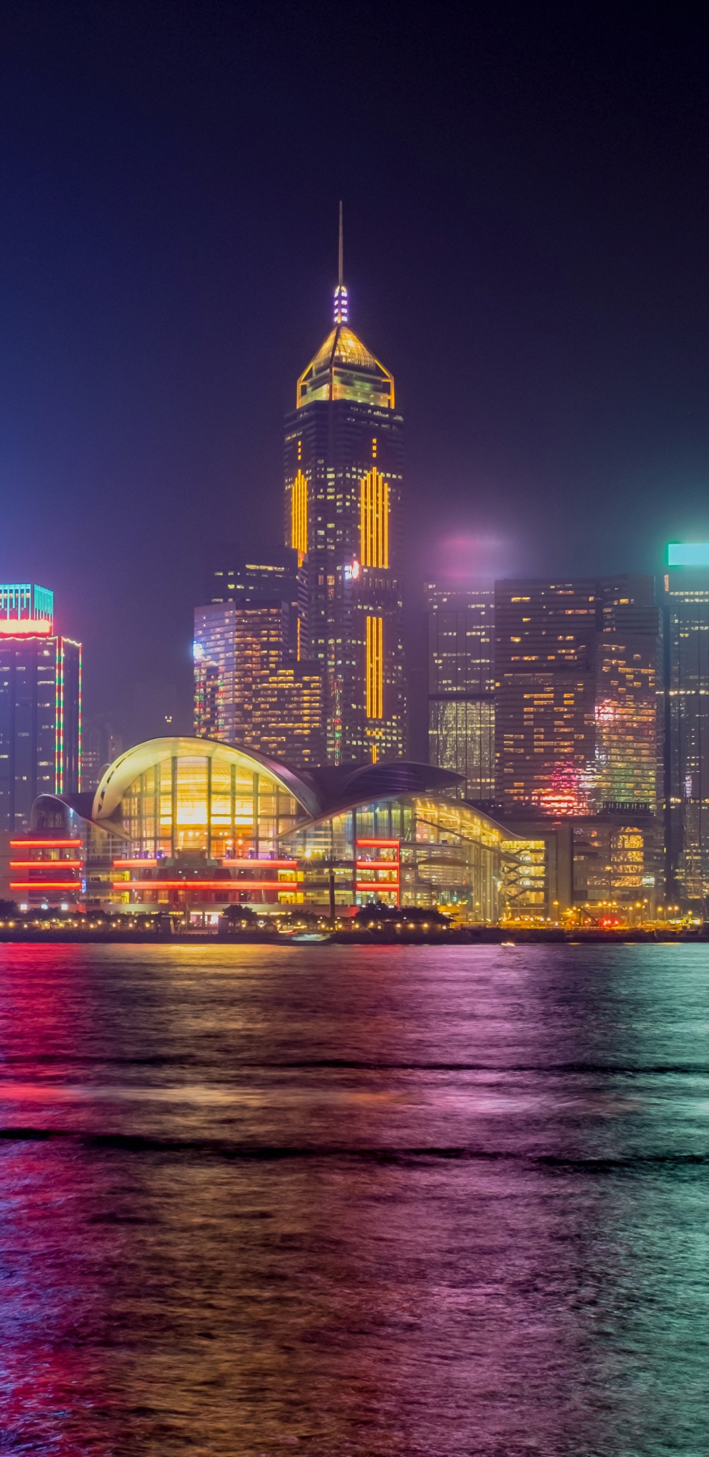 Обои Гонконг, город, городской пейзаж, линия горизонта, метрополия в разрешении 1440x2960