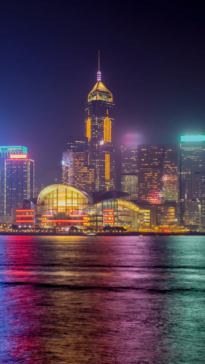 Обои Гонконг, город, городской пейзаж, линия горизонта, метрополия в разрешении 720x1280