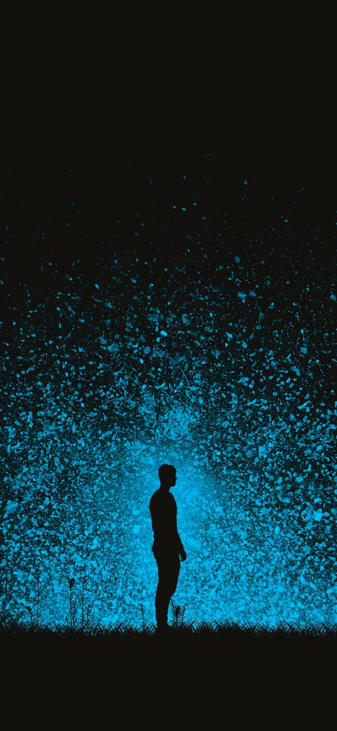 Обои свет, темнота, синий, черный, зеленый в разрешении 1125x2436