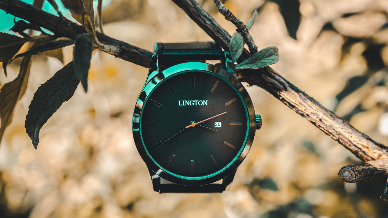 Обои часы, умные часы, аналоговые часы, ремень, зеленый в разрешении 1280x720