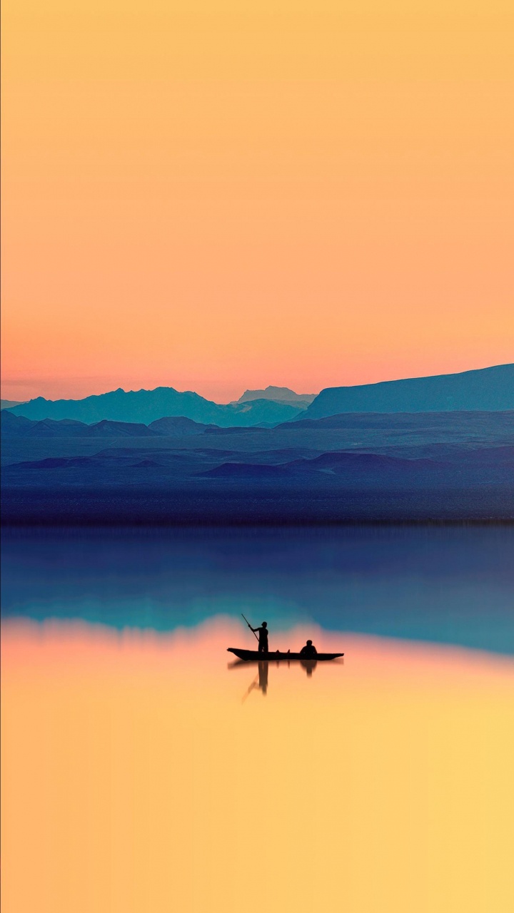 Обои пейзажная живопись, вода, послесвечение, Апельсин, облако в разрешении 720x1280