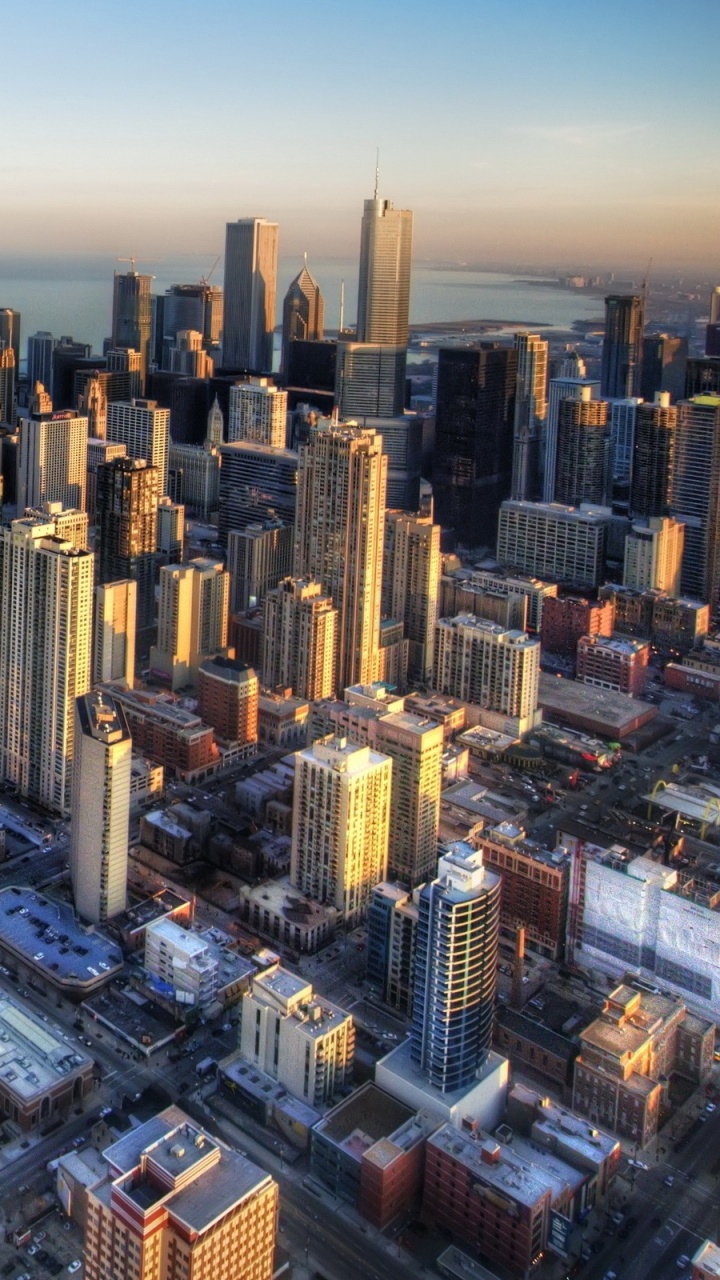 Обои Чикаго, город, городской пейзаж, городской район, небоскреб в разрешении 720x1280