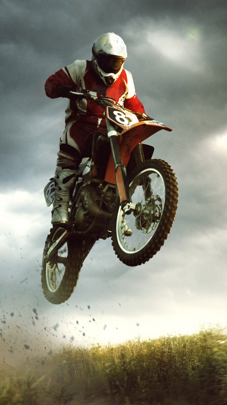 Обои мотоцикл, мотокросс, гоночный, Фристайл мотокросс, экстремальный вид спорта в разрешении 750x1334