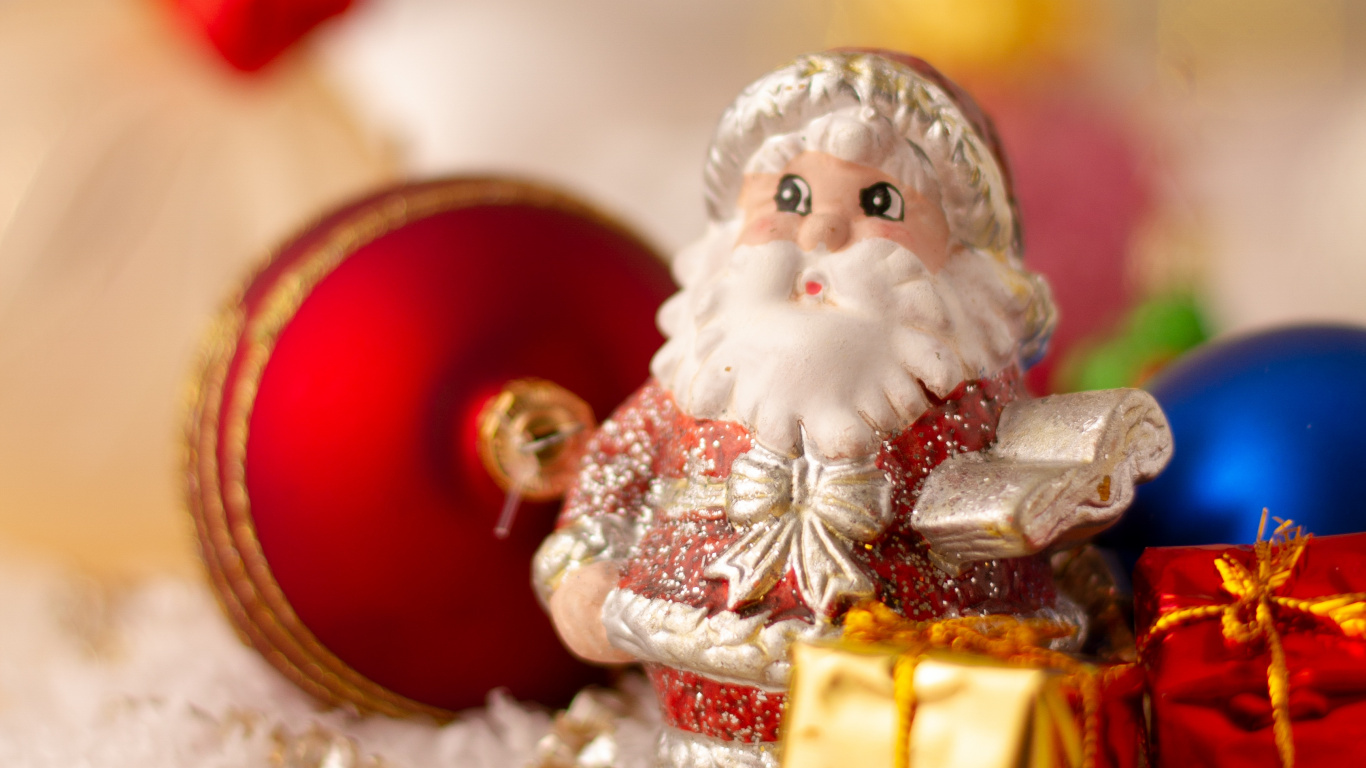 Обои Рождественский день, Санта-Клаус, Дед Мороз, рождественский орнамент, Рождество в разрешении 1366x768