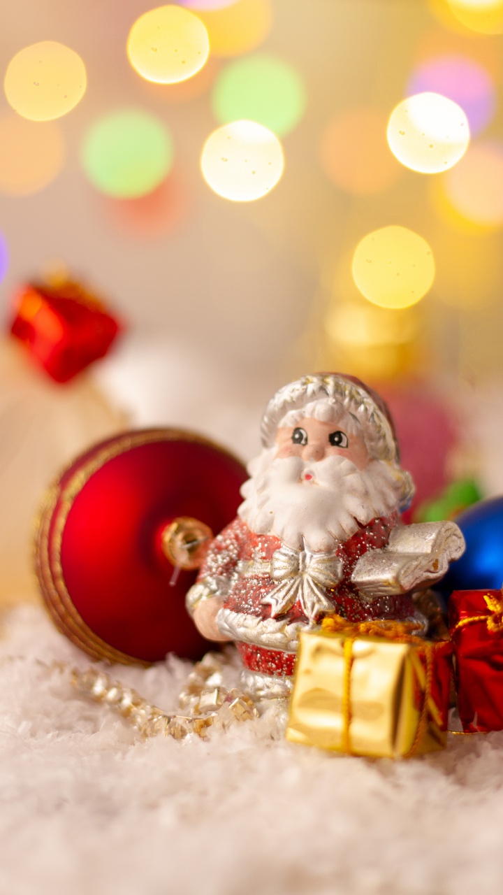 Обои Рождественский день, Санта-Клаус, Дед Мороз, рождественский орнамент, Рождество в разрешении 720x1280
