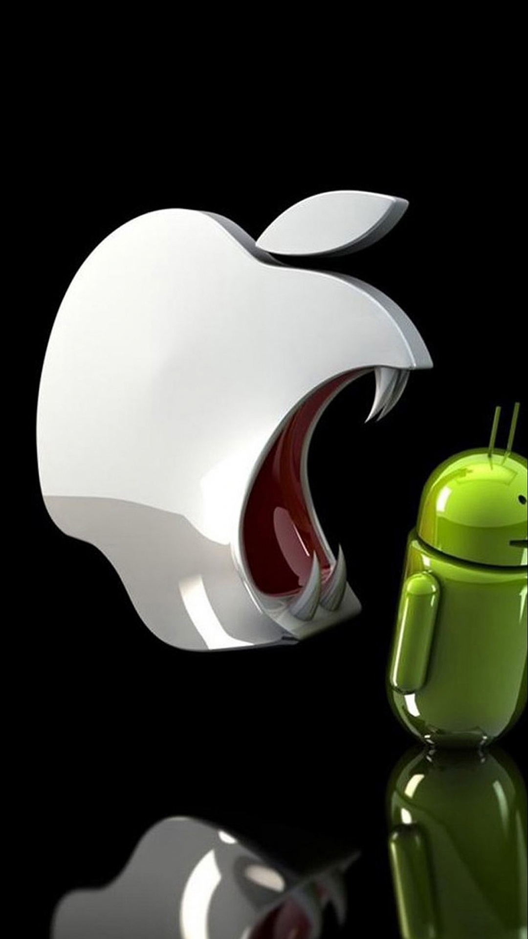 Обои яблоко ем андроид, Съесть Яблоко, андроид, вымышленный персонаж, иллюстрация в разрешении 1080x1920