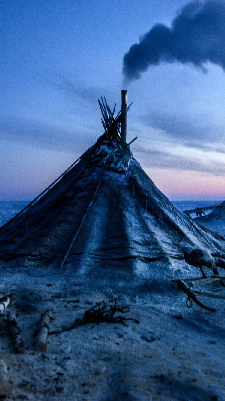 Обои Арктика, ямальский полуостров, ненцы, облако, пейзаж в разрешении 750x1334