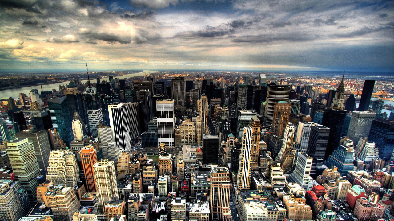 Обои Нью-Йорк, Эмпайр Стейт Билдинг, городской пейзаж, городской район, метрополия в разрешении 1280x720