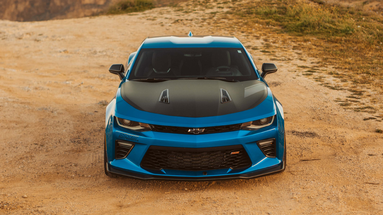 Обои Шевроле камаро, авто, спорткар, капюшон, пейзаж в разрешении 1280x720