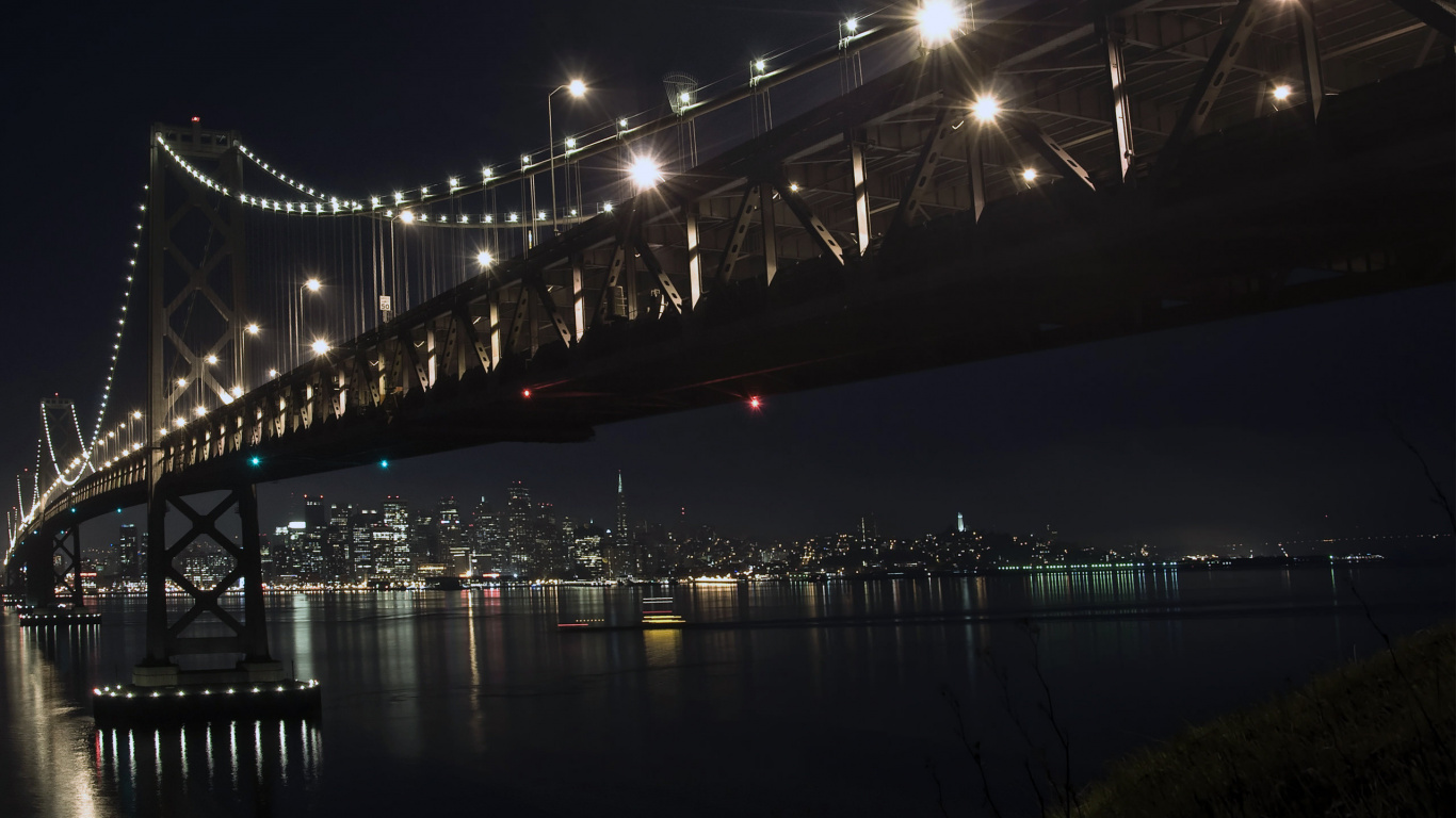 Обои ночь, мост, вода, свет, столица в разрешении 1366x768