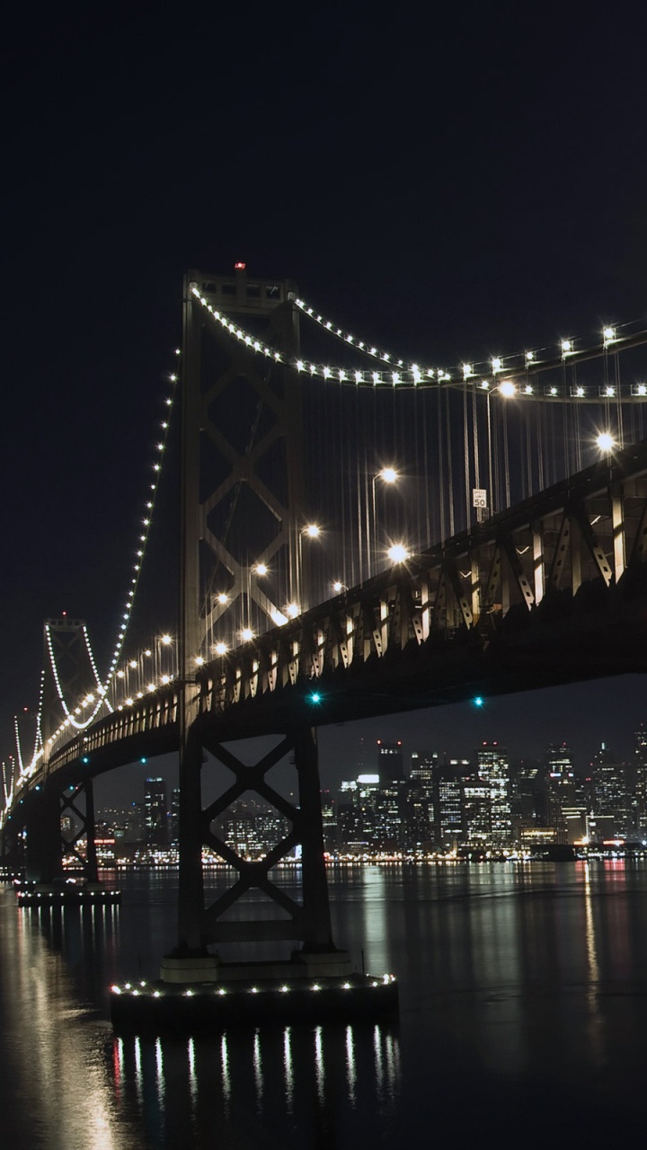 Обои ночь, мост, вода, свет, столица в разрешении 720x1280