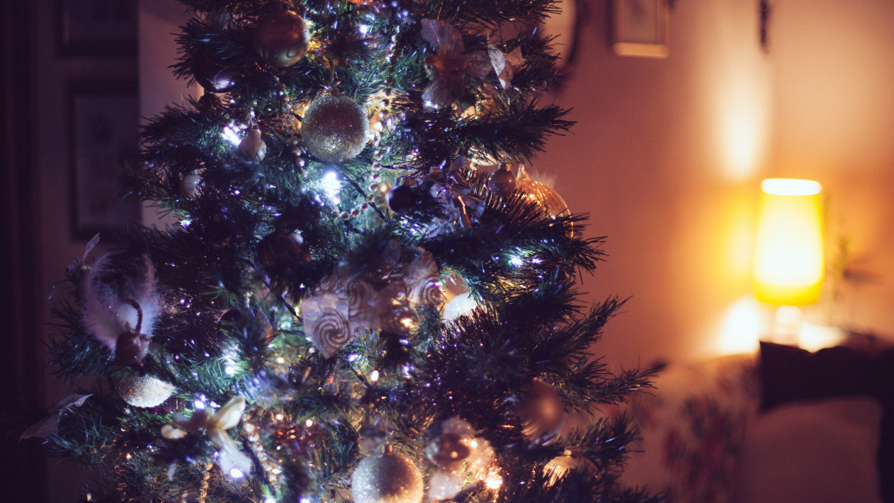 Обои елка, рождественский орнамент, Рождественский день, праздник, Рождественские украшения в разрешении 1280x720